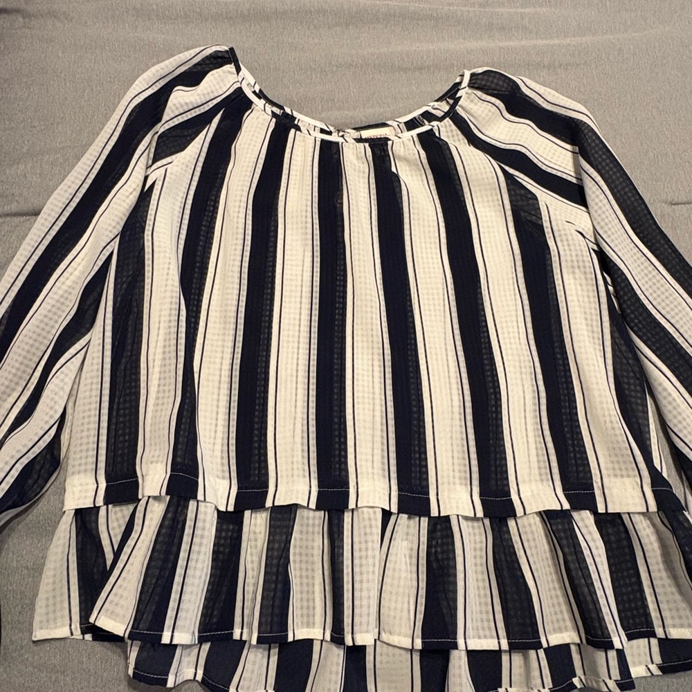 Merona Navy and White Striped Blouse